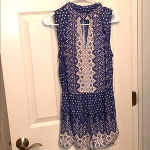 Blue and White Romper